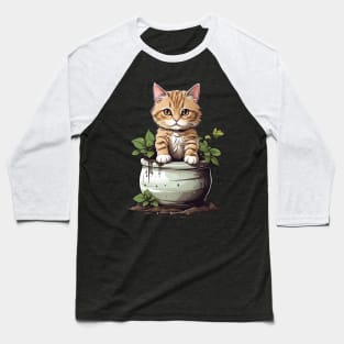 Cat In Planter Baseball T-Shirt